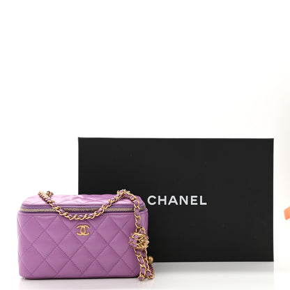 Chanel Lambskin Quilted Pearl Crush Small Vanity Case With Chain Purple 11 of 11