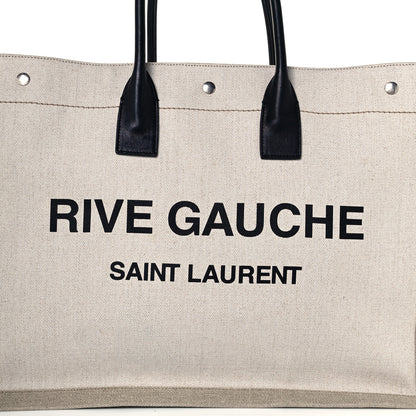 Saint Laurent Linen Calfskin Rive Gauche Tote Optic White 8 of 10