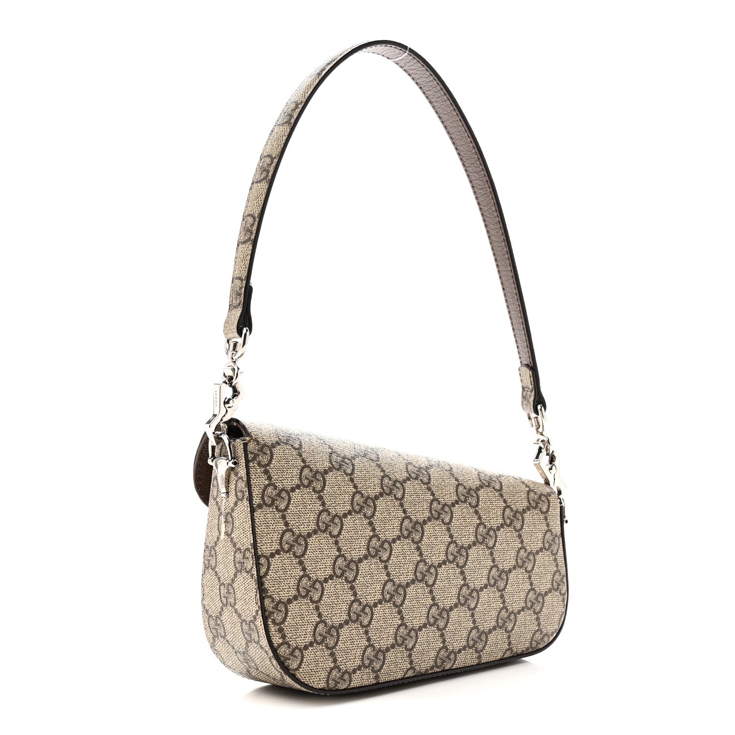 Gucci GG Supreme Monogram Small Horsebit 1955 Asymmetric Shoulder Bag Beige Ebony 3 of 11