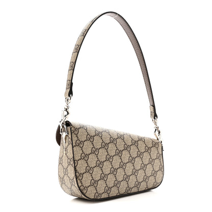 Gucci GG Supreme Monogram Small Horsebit 1955 Asymmetric Shoulder Bag Beige Ebony 3 of 11