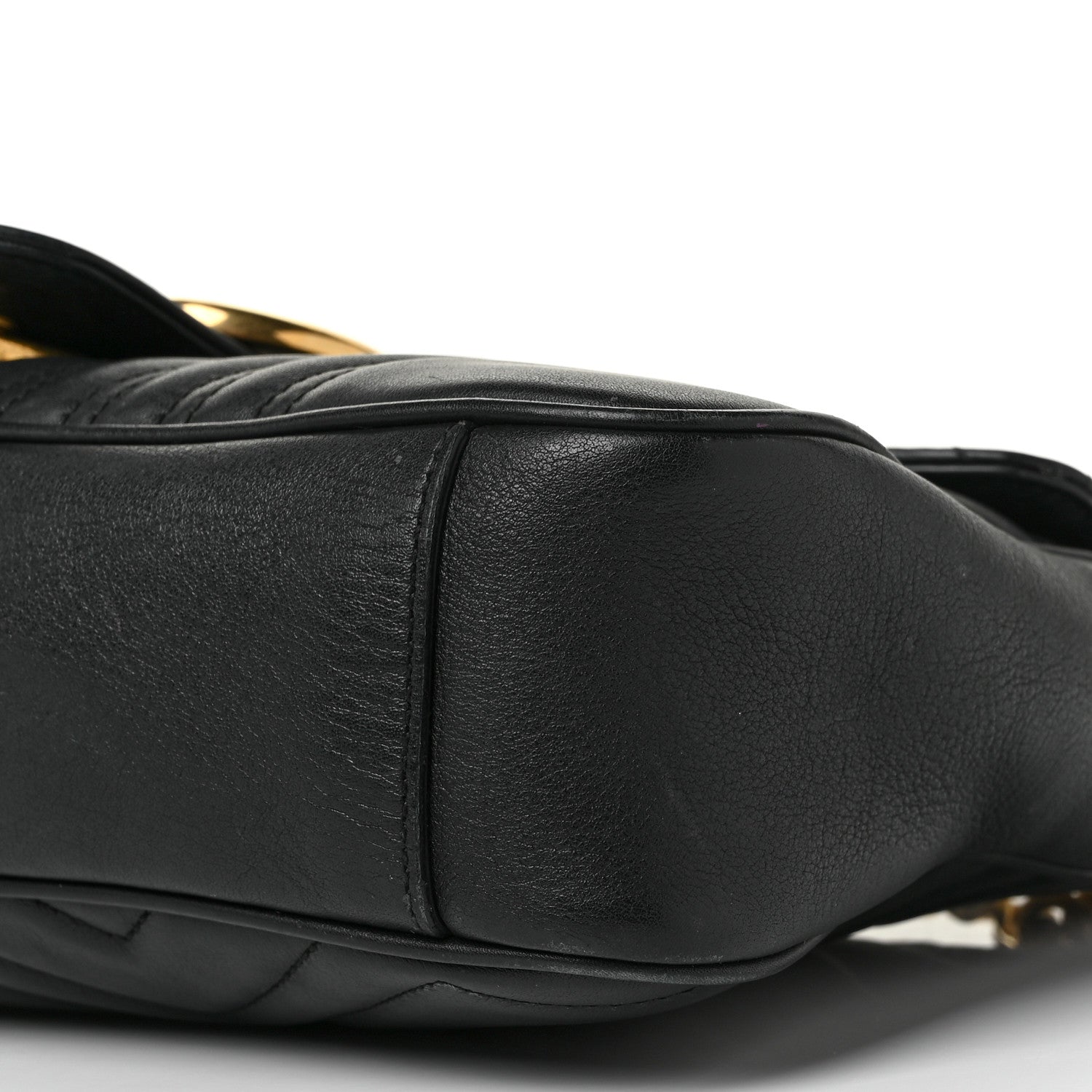 Gucci Calfskin Matelasse Medium GG Marmont Shoulder Bag Black 9 of 11