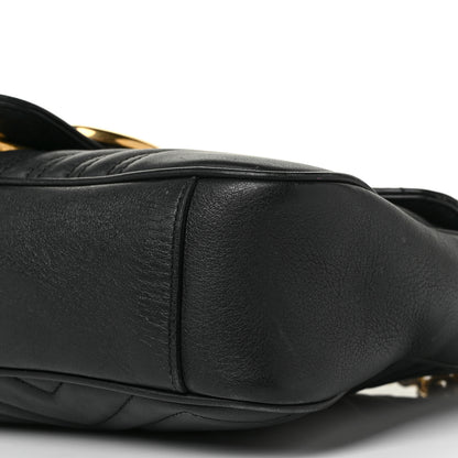 Gucci Calfskin Matelasse Medium GG Marmont Shoulder Bag Black 9 of 11