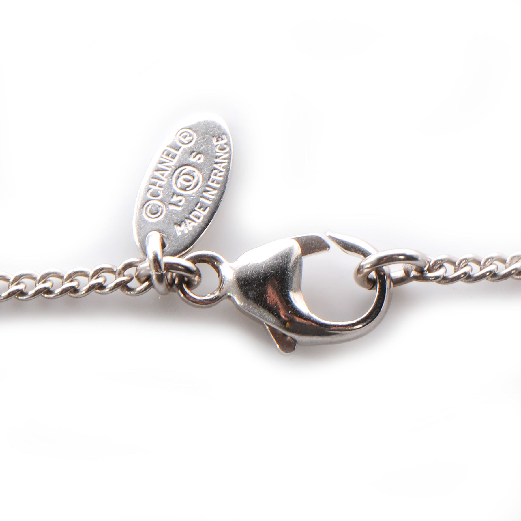 Chanel Resin CC Pearl Drop Necklace Blue 3 of 4
