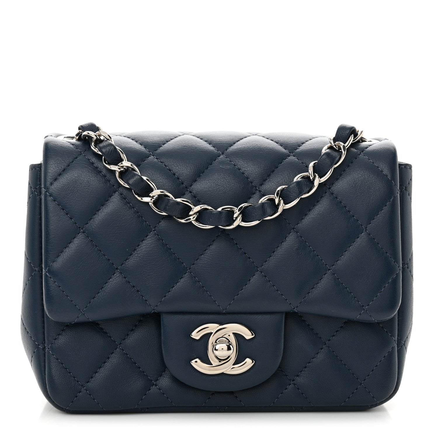 Chanel Lambskin Quilted Mini Square Flap Navy 1 of 10