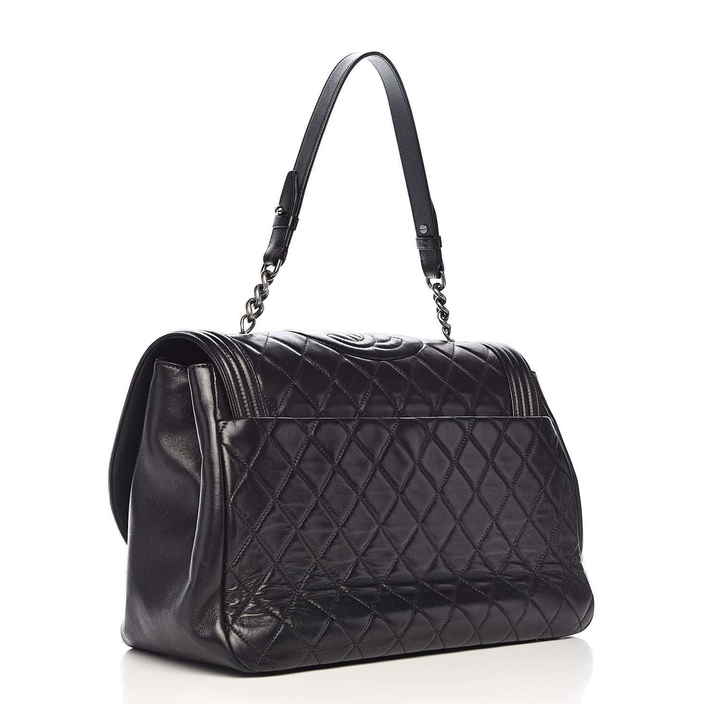 Lambskin Quilted Large Antik Boy Flap Black