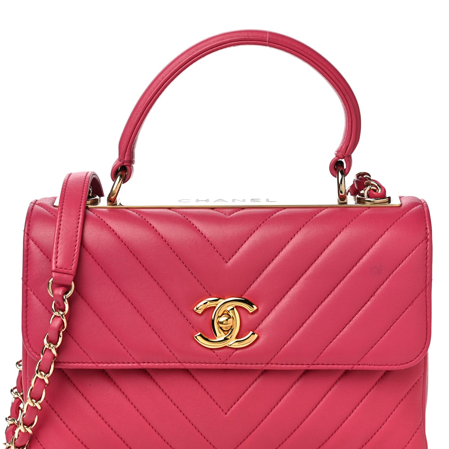 Chanel Lambskin Chevron Quilted Small Trendy CC Dual Handle Flap Bag Pink 7 of 14