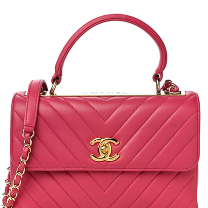 Chanel Lambskin Chevron Quilted Small Trendy CC Dual Handle Flap Bag Pink 7 of 14