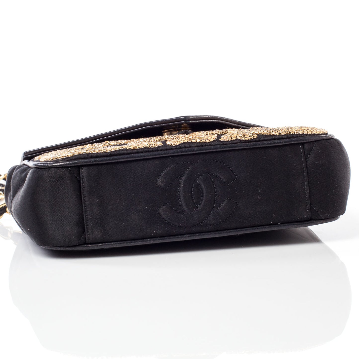Satin Beaded Envelope Flap Black