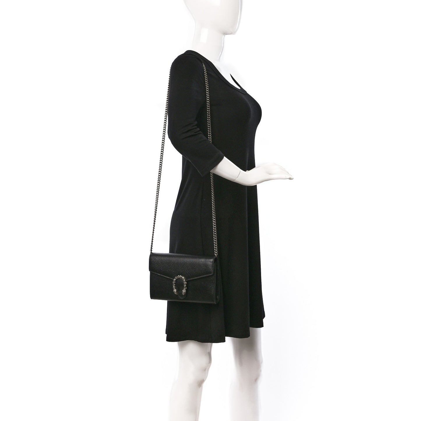 Calfskin Mini Dionysus Chain Wallet Black