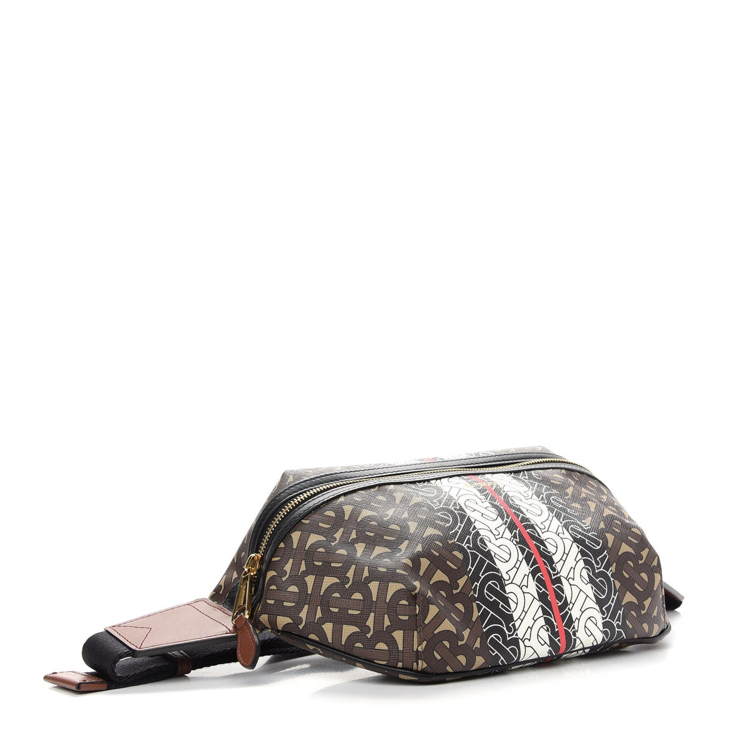 E-Canvas Monogram Stripe Medium Sonny Bum Bag Bridle Brown
