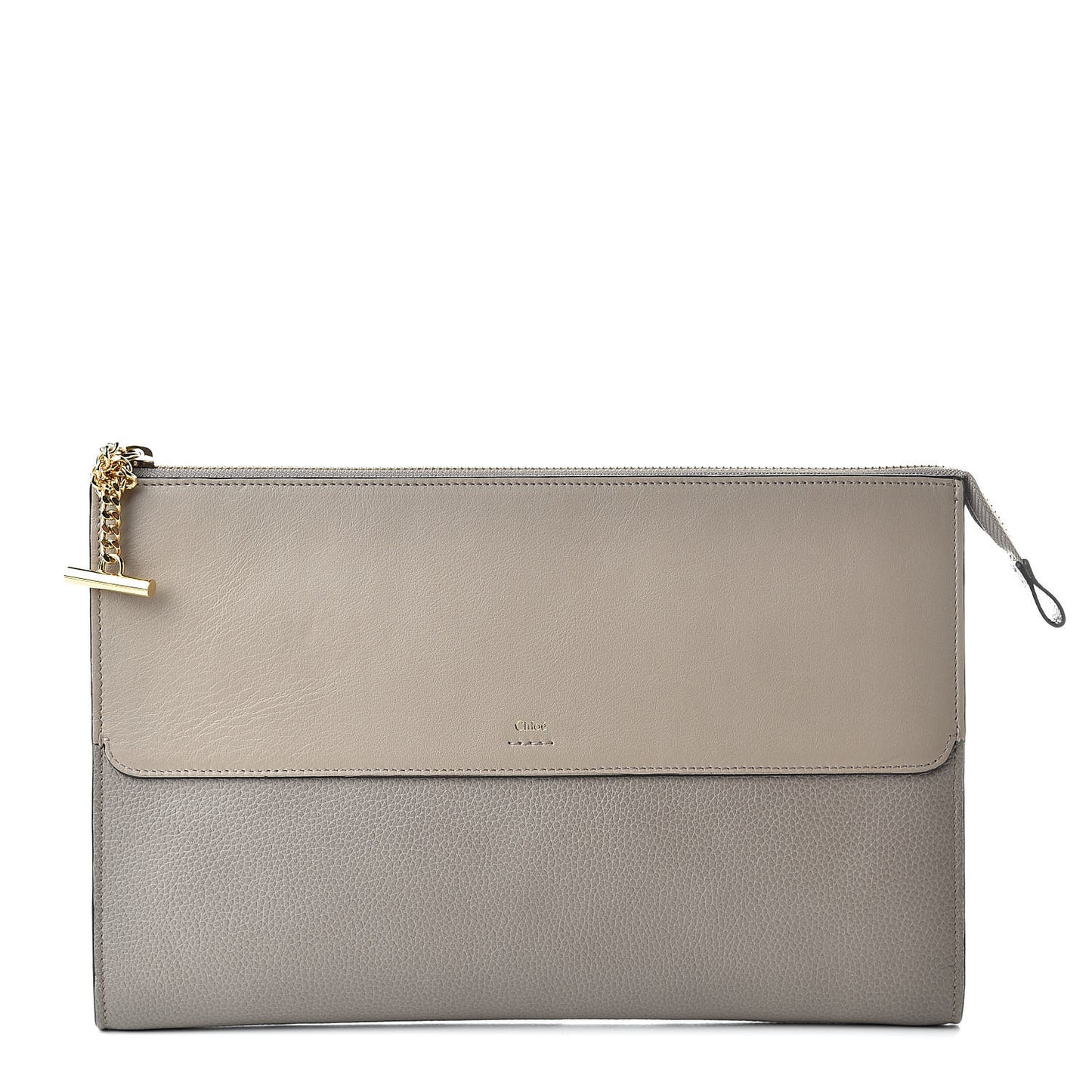 Grained Calfskin Joe Clutch Motty Grey