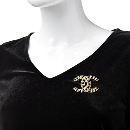 Chanel Gripoix Poured Glass Along The Nile CC Brooch Black Gold 2 of 5