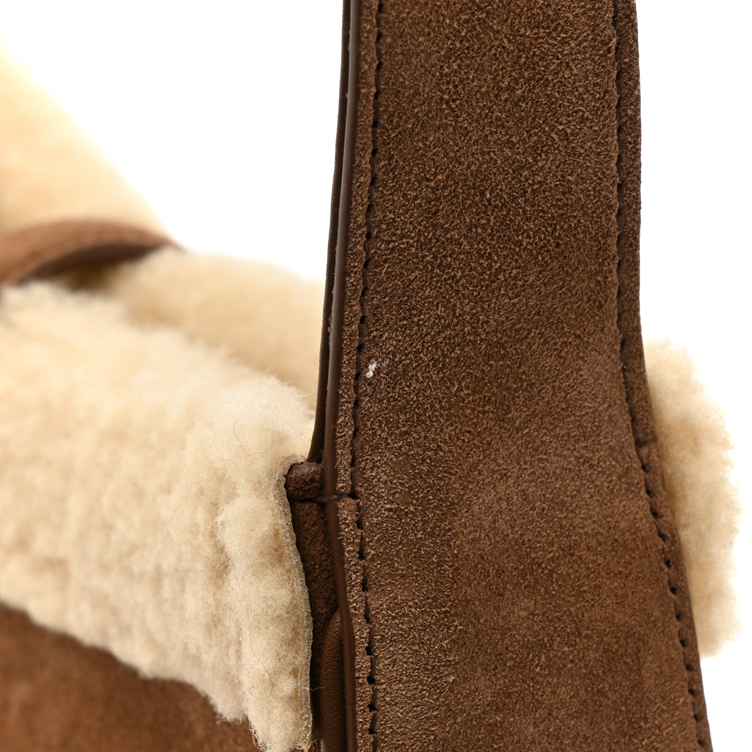 Saint Laurent Suede Calfskin Shearling Le 5 A 7 Hobo Dark Cigar Natural Beige 13 of 13