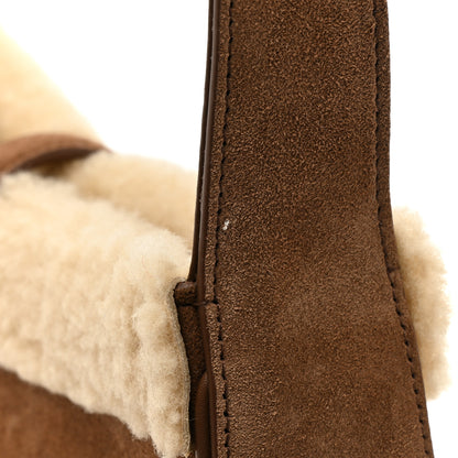 Saint Laurent Suede Calfskin Shearling Le 5 A 7 Hobo Dark Cigar Natural Beige 13 of 13