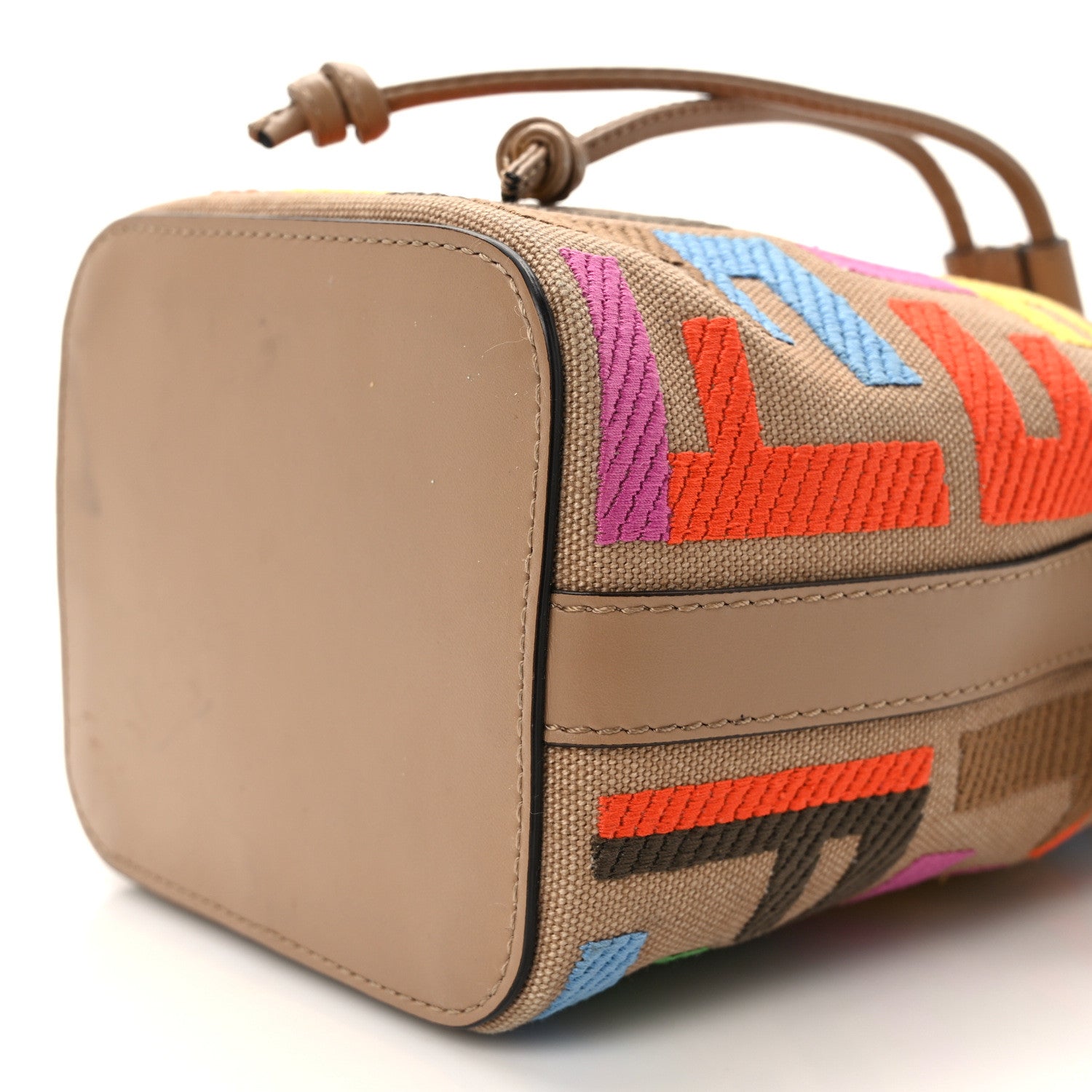 Fendi Canvas Vitello King F is Fendi FF Multicolor Embroidered Mini Mon Tresor Bucket Bag Multicolor Cuoio 9 of 15