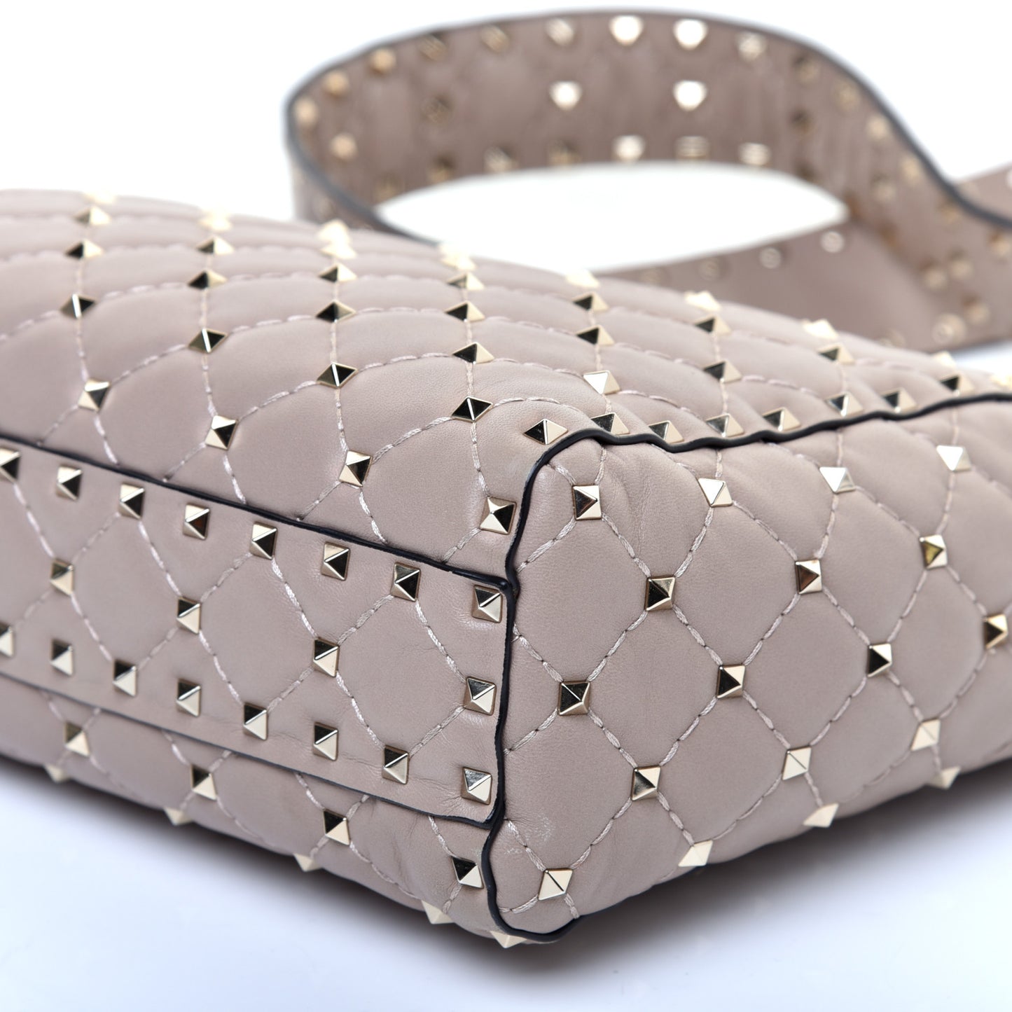 Nappa Rockstud Spike Top Handle Shoulder Bag Poudre