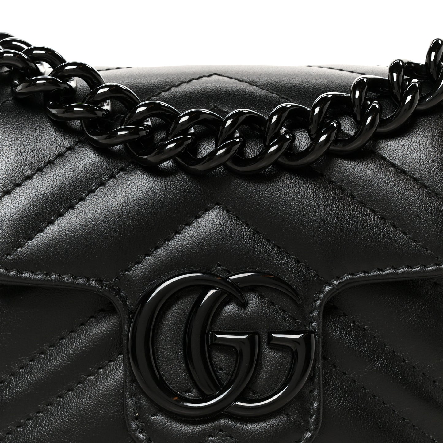 Calfskin Matelasse Monochrome GG Marmont Chain Belt Bag Black