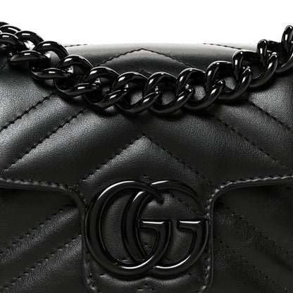 Gucci Calfskin Matelasse Monochrome GG Marmont Chain Belt Bag Black 8 of 10