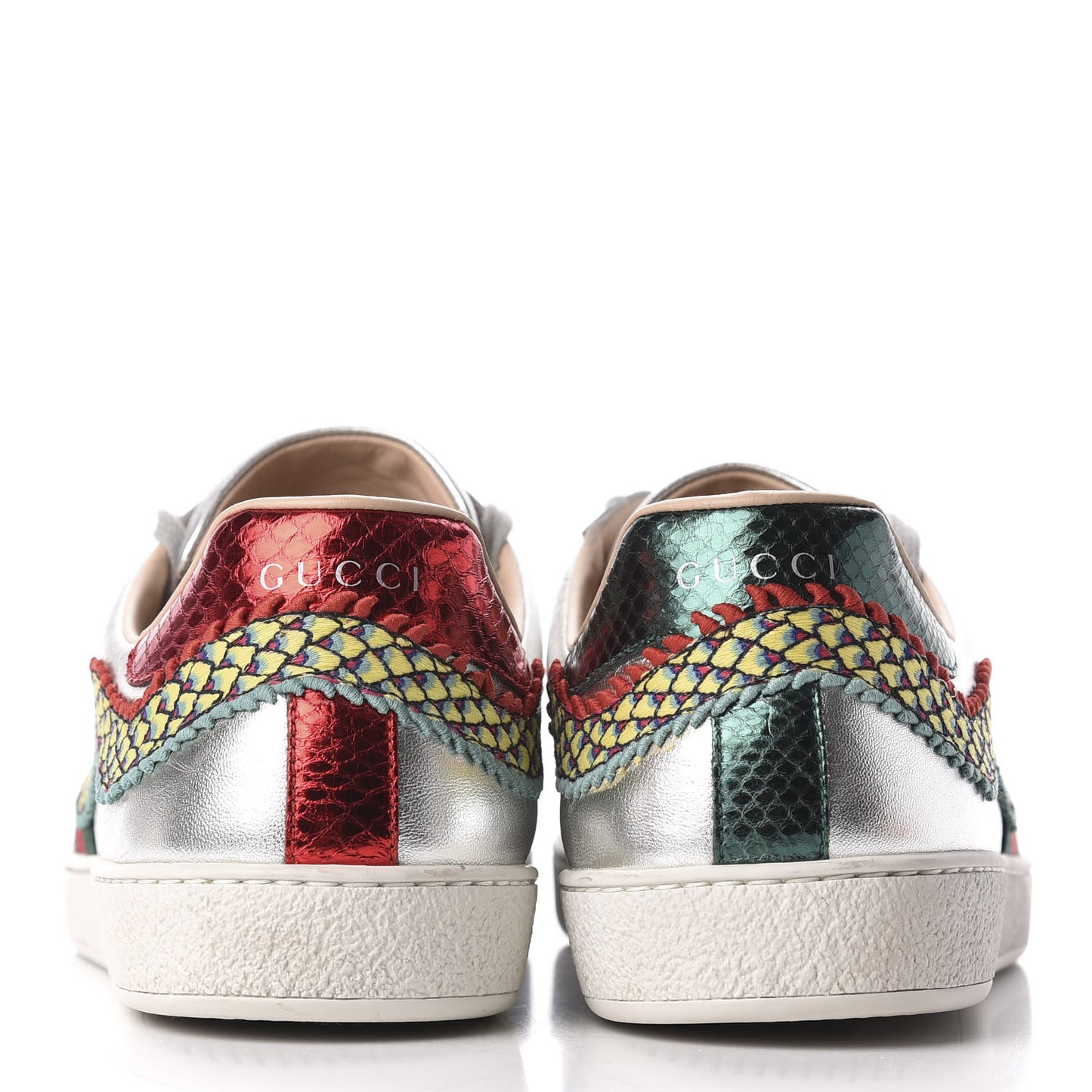 Metallic Nappa Ayers Web Dragon Embroidered Mens New Ace Sneakers 11 Silver