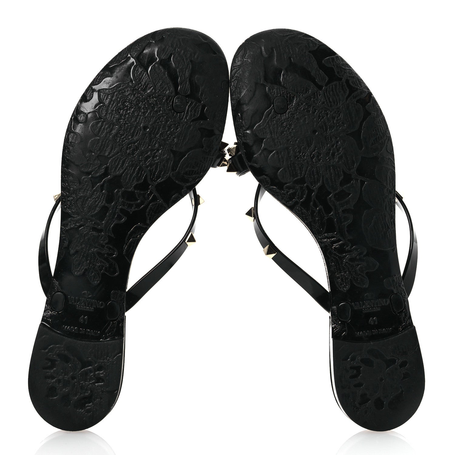 Valentino Garavani PVC Jelly Rockstud Bow Thong Sandals 41 Black 7 of 12