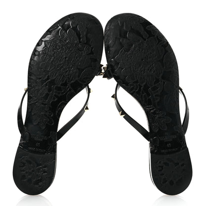 Valentino Garavani PVC Jelly Rockstud Bow Thong Sandals 41 Black 7 of 12