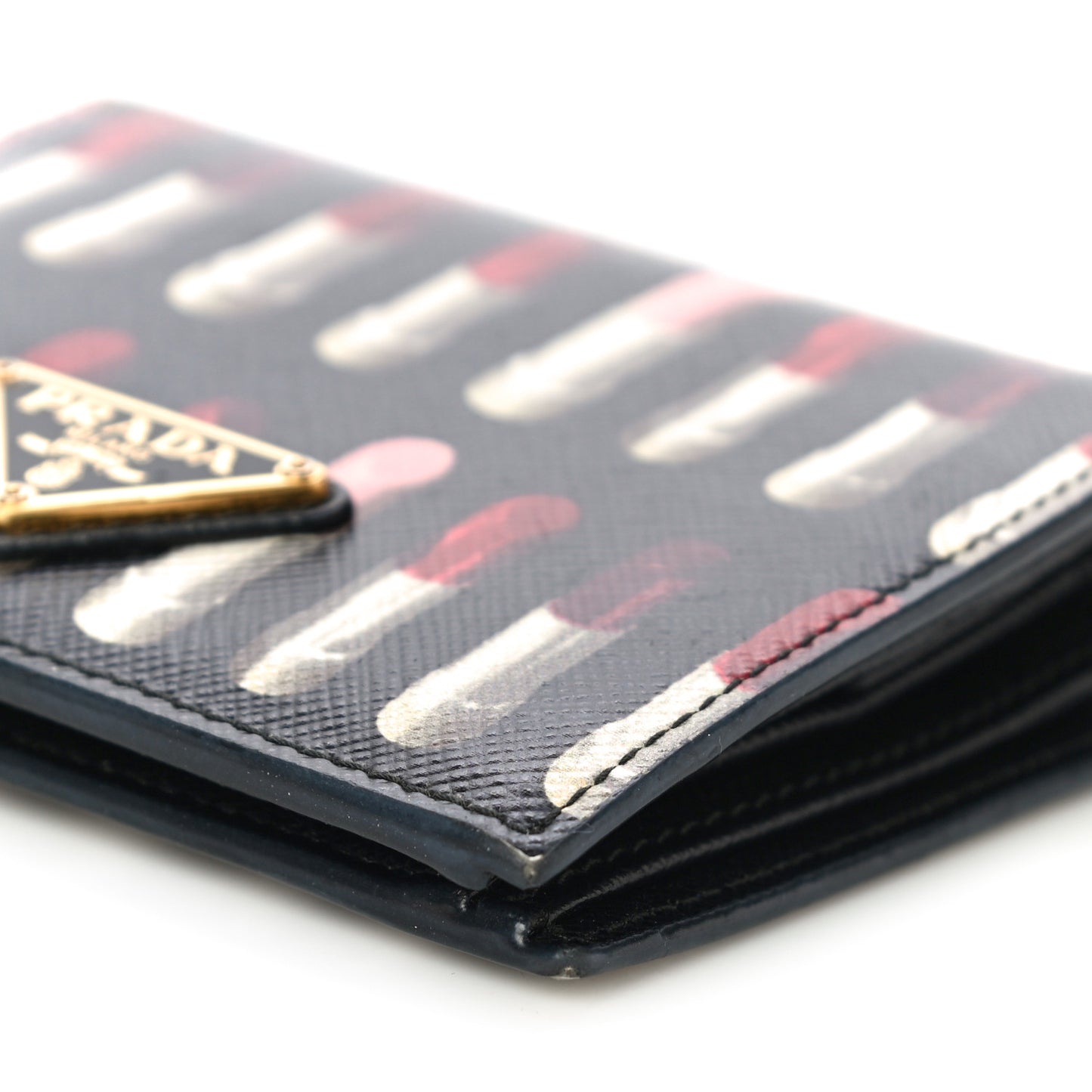 Saffiano Lipstick Print Bi-Fold Wallet Black