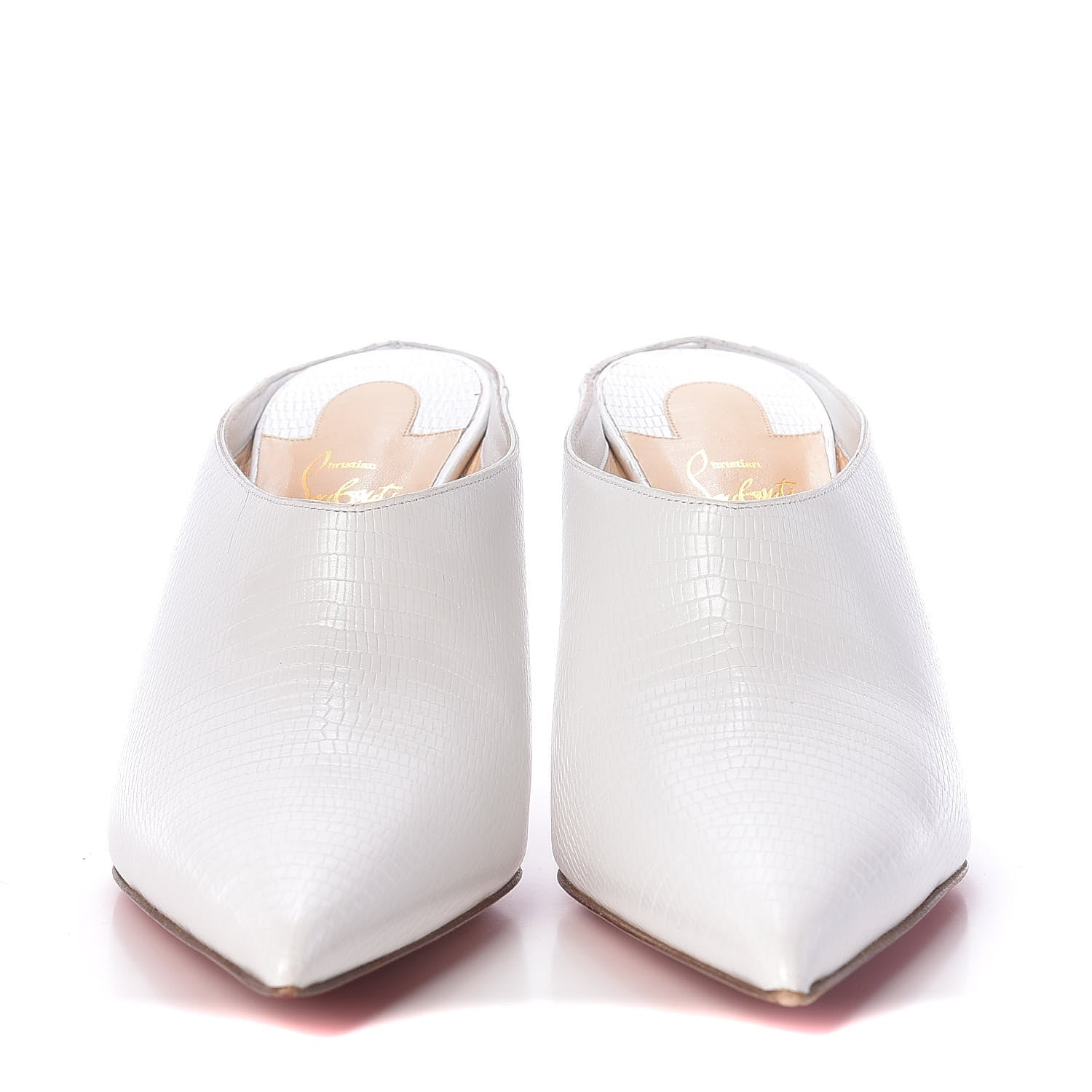 Christian Louboutin Calfskin Lizard Embossed Quart 80 Mules 40.5 White 3 of 10