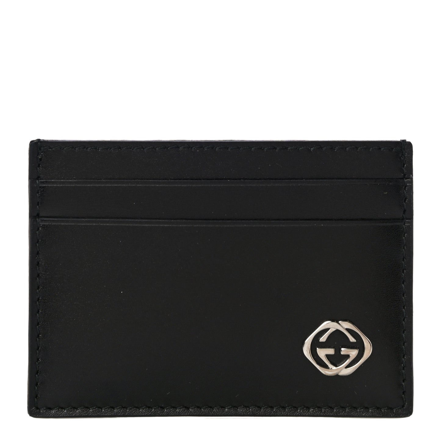 Calfskin GG Card Holder Black