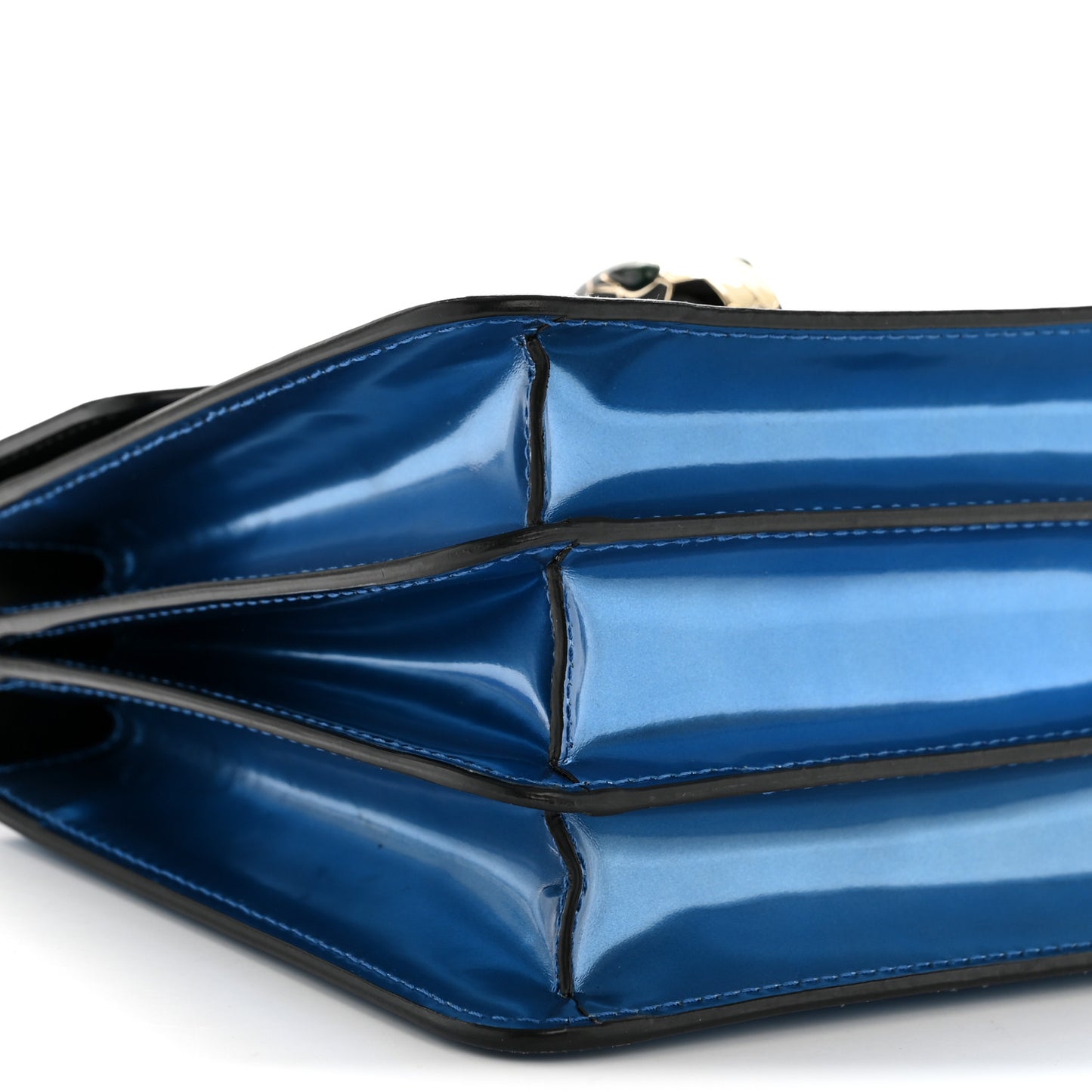 Metallic Calfskin Serpenti Forever Top Handle Blue