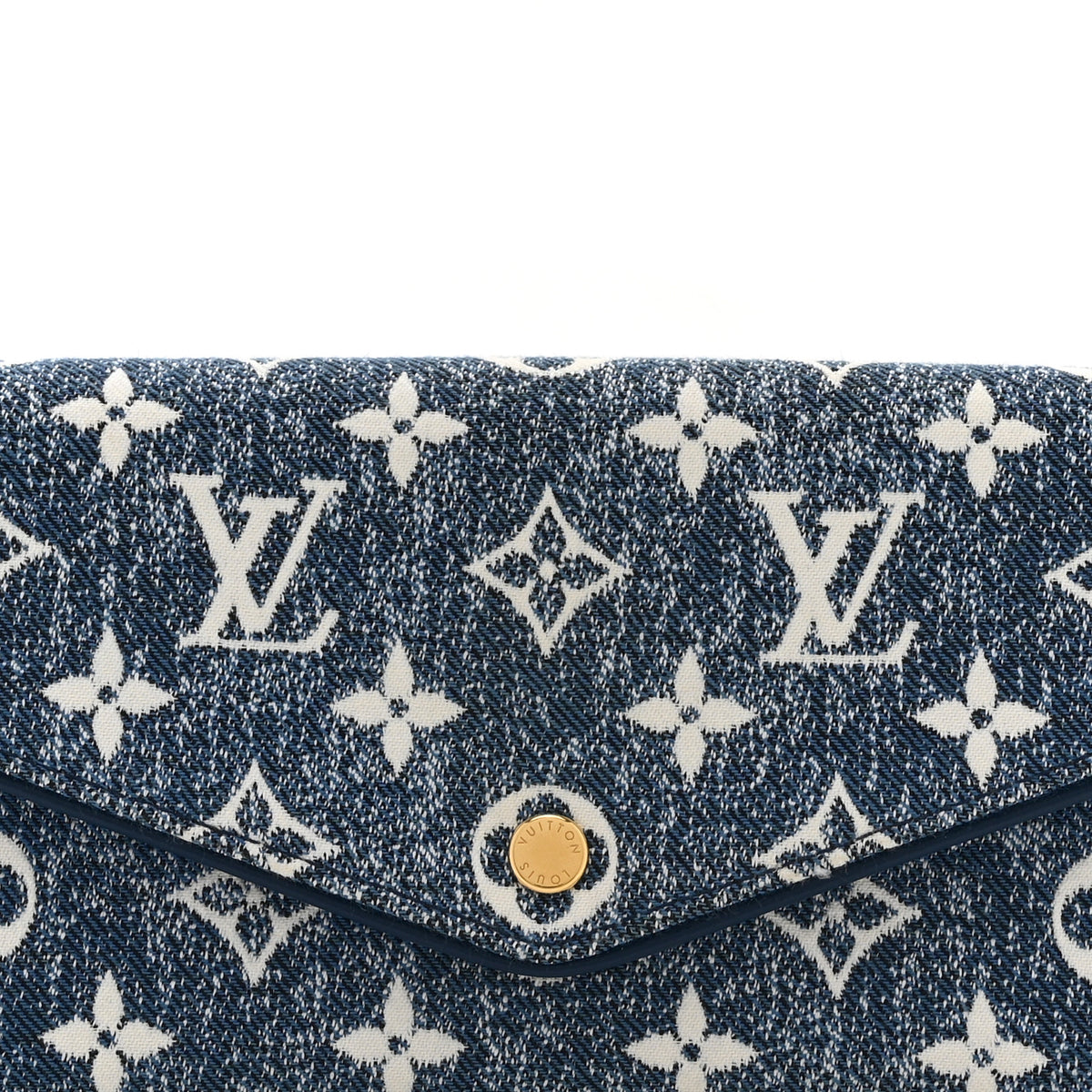 Monogram Jacquard Denim Sarah Wallet Bleu