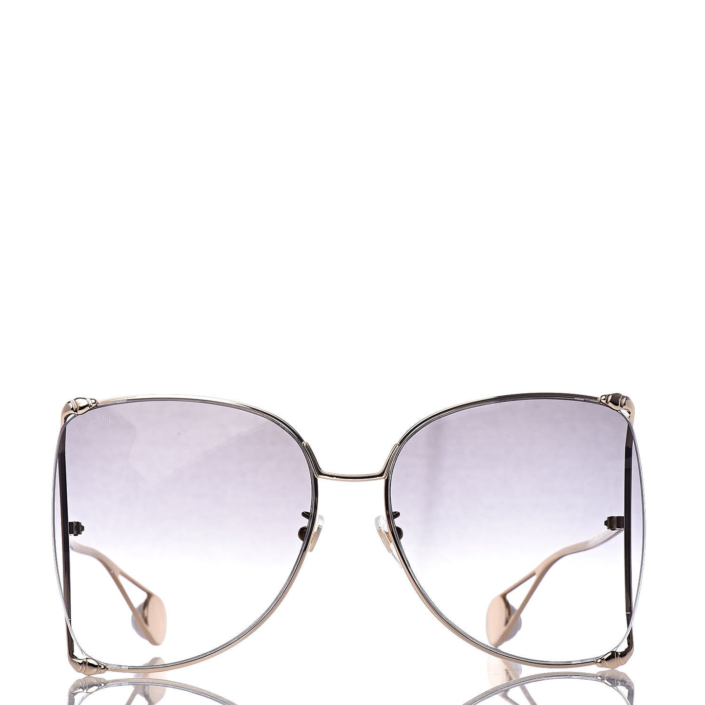 Oversized Round Sunglasses GG0252S Gold Grey