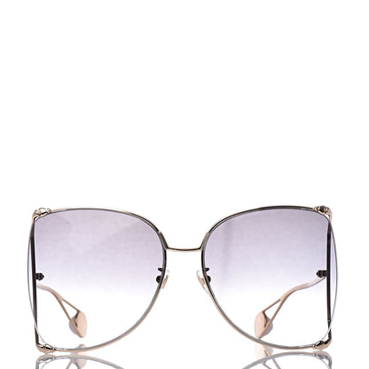 Gucci Oversized Round Sunglasses GG0252S Gold Grey 2 of 8