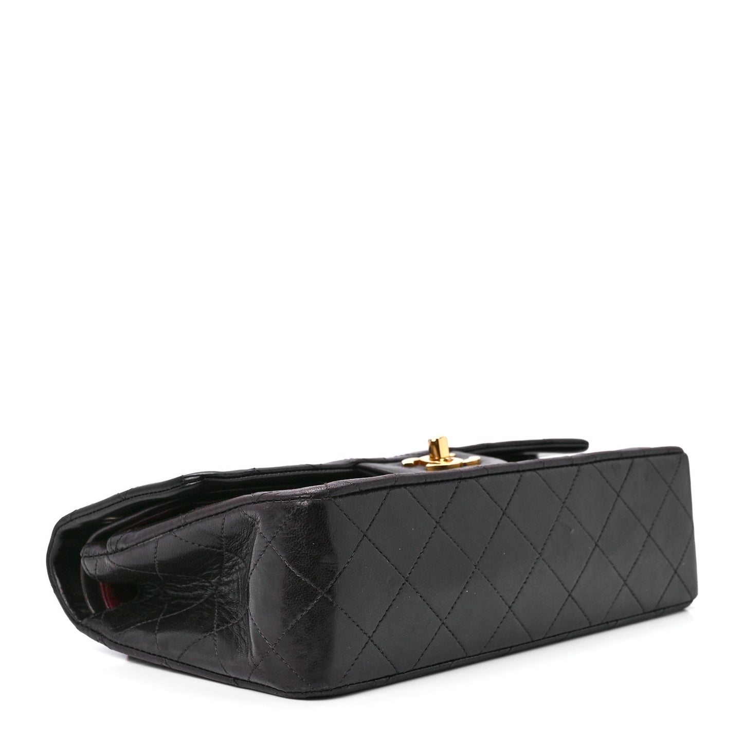 Lambskin Quilted Small Double Flap Black