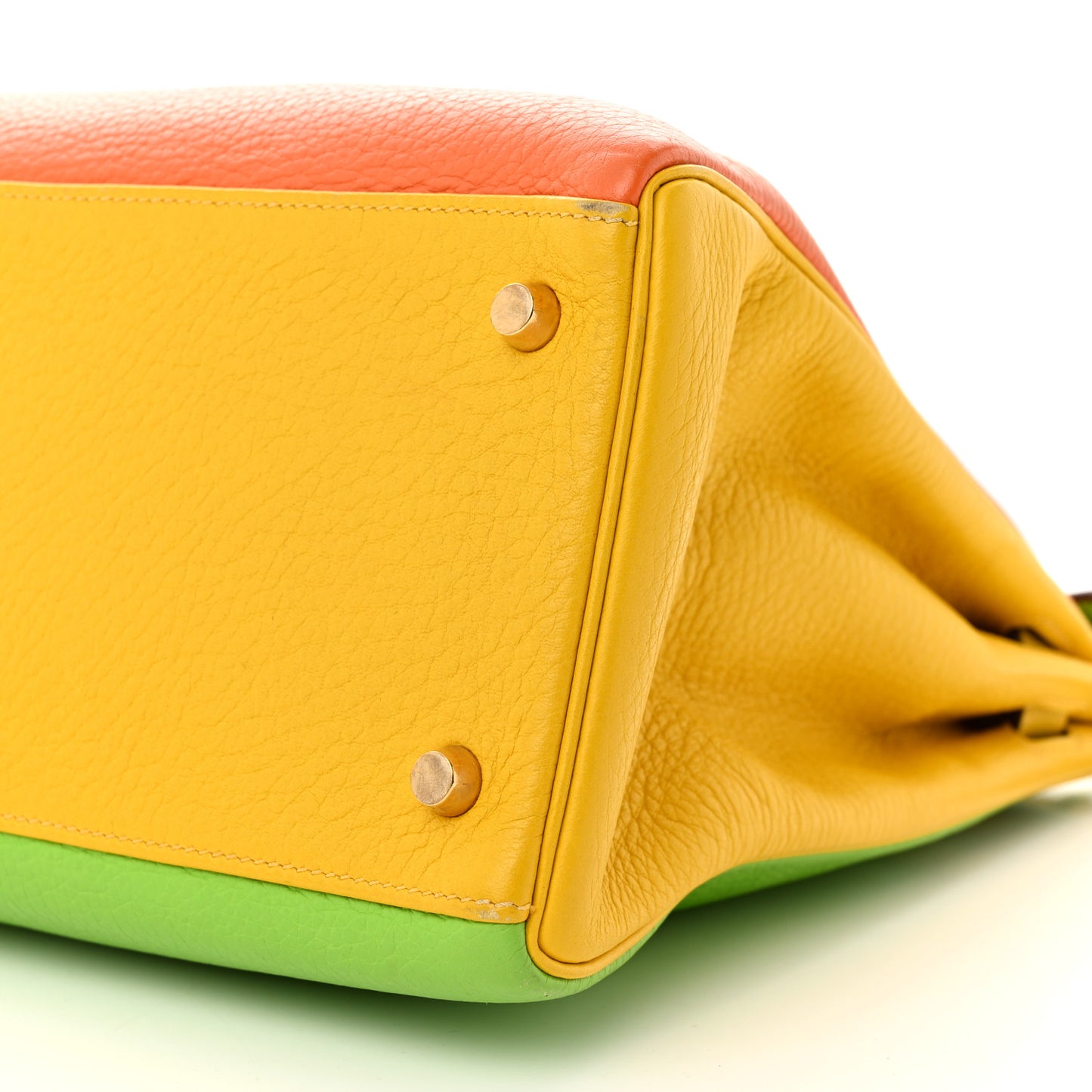 Taurillon Clemence Tri-Color Kelly Retourne 35 Orange Vert Cru Jaune
