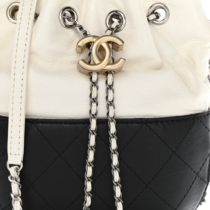 Chanel Aged Calfskin Quilted Small Gabrielle Bucket White Black 8 of 11