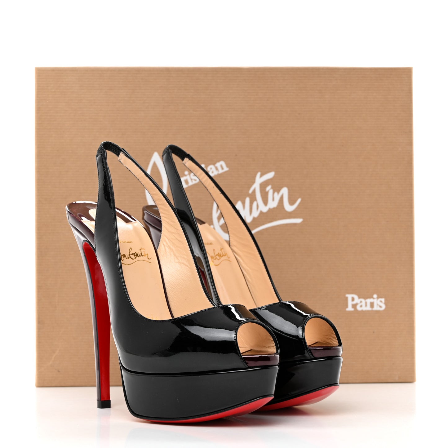 Patent Lady Peep Sling 150 Pumps 35.5 Black
