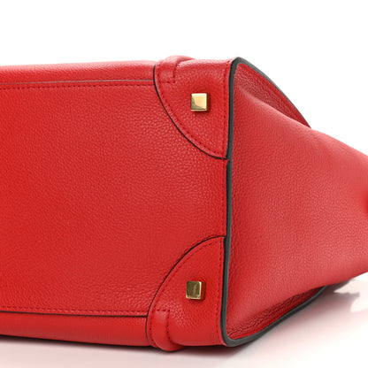 Celine Drummed Calfskin Mini Luggage Coquelicot 9 of 9