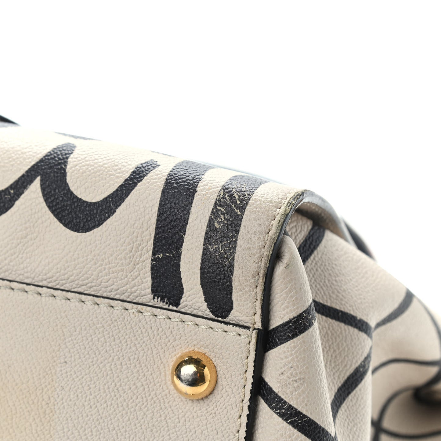 Soft Grain Calfskin L'oeil Print Medium Buckle Tote Limestone
