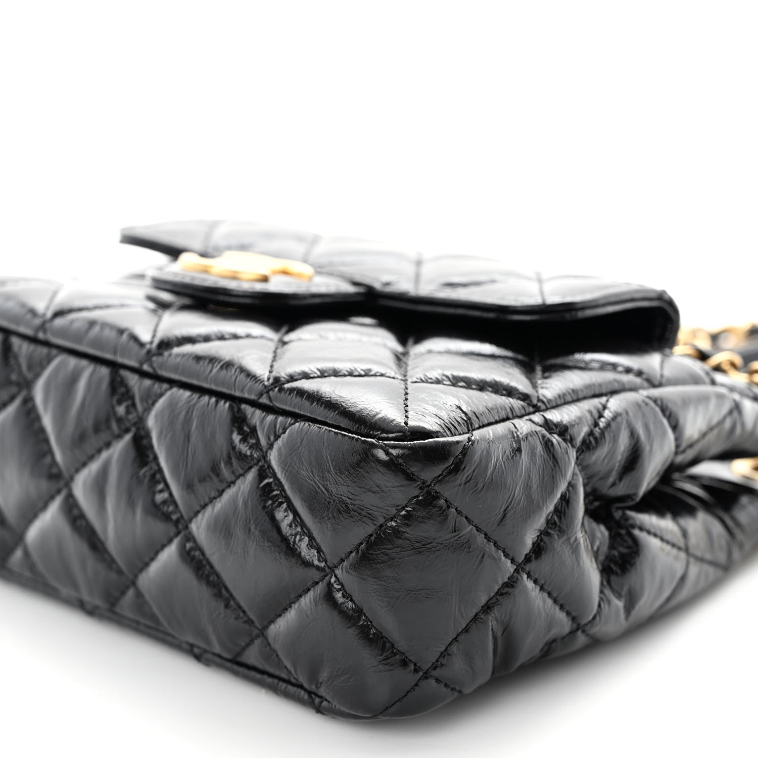 Chanel Shiny Crumpled Calfskin Quilted Small Wavy CC Hobo Black 10 of 10