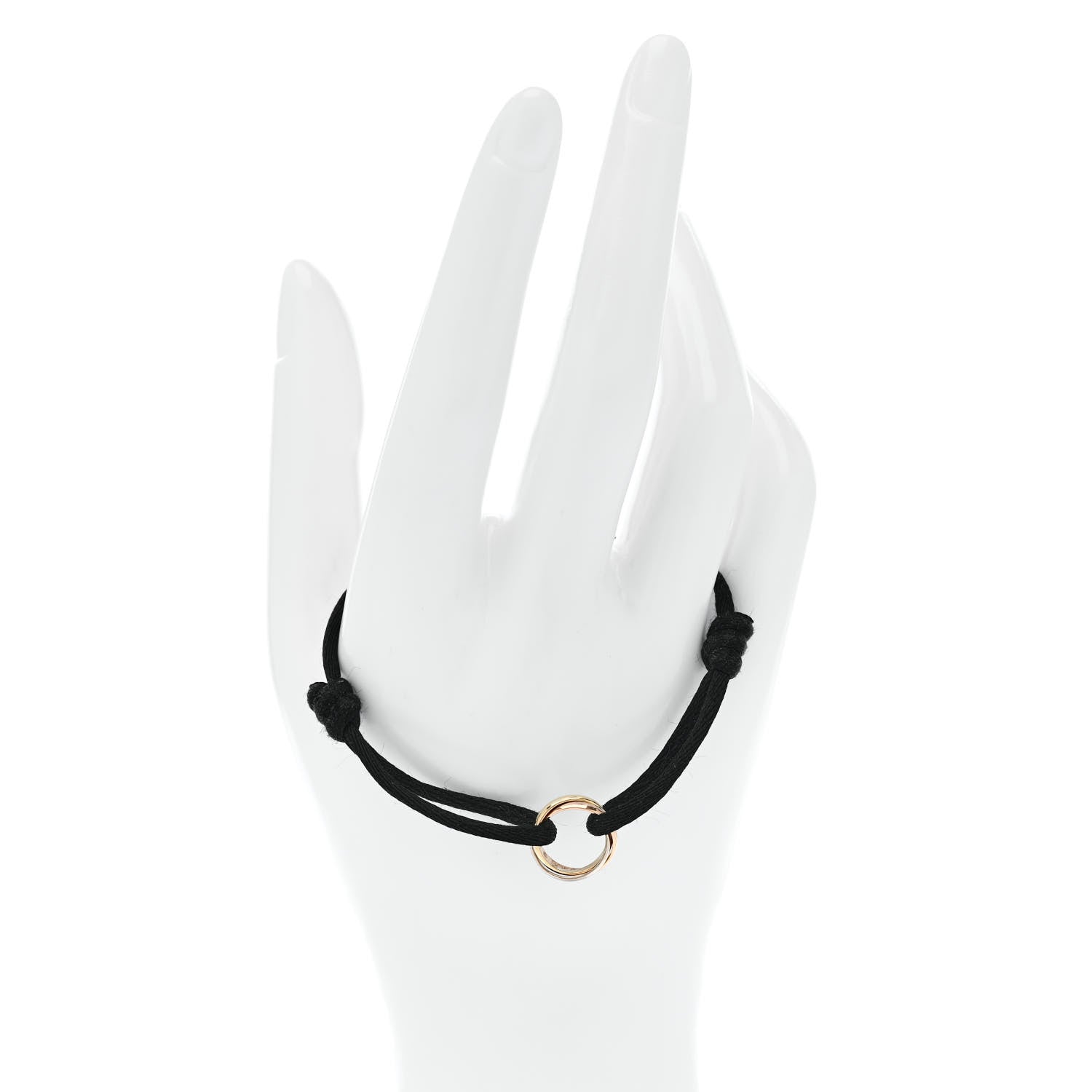 Cartier 18K Pink Yellow White Gold Trinity Adjustable Cord Bracelet Black 2 of 6