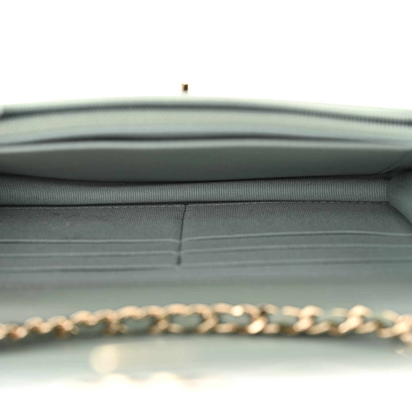 Lambskin Quilted Trendy CC Wallet On Chain WOC Grey