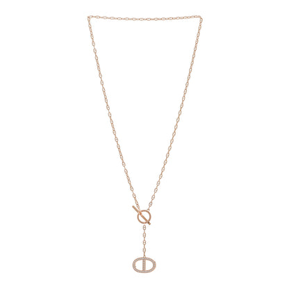 Hermes 18K Rose Gold Diamond GM Chaine D'Ancre Contour Pendant Necklace ST 3 of 5