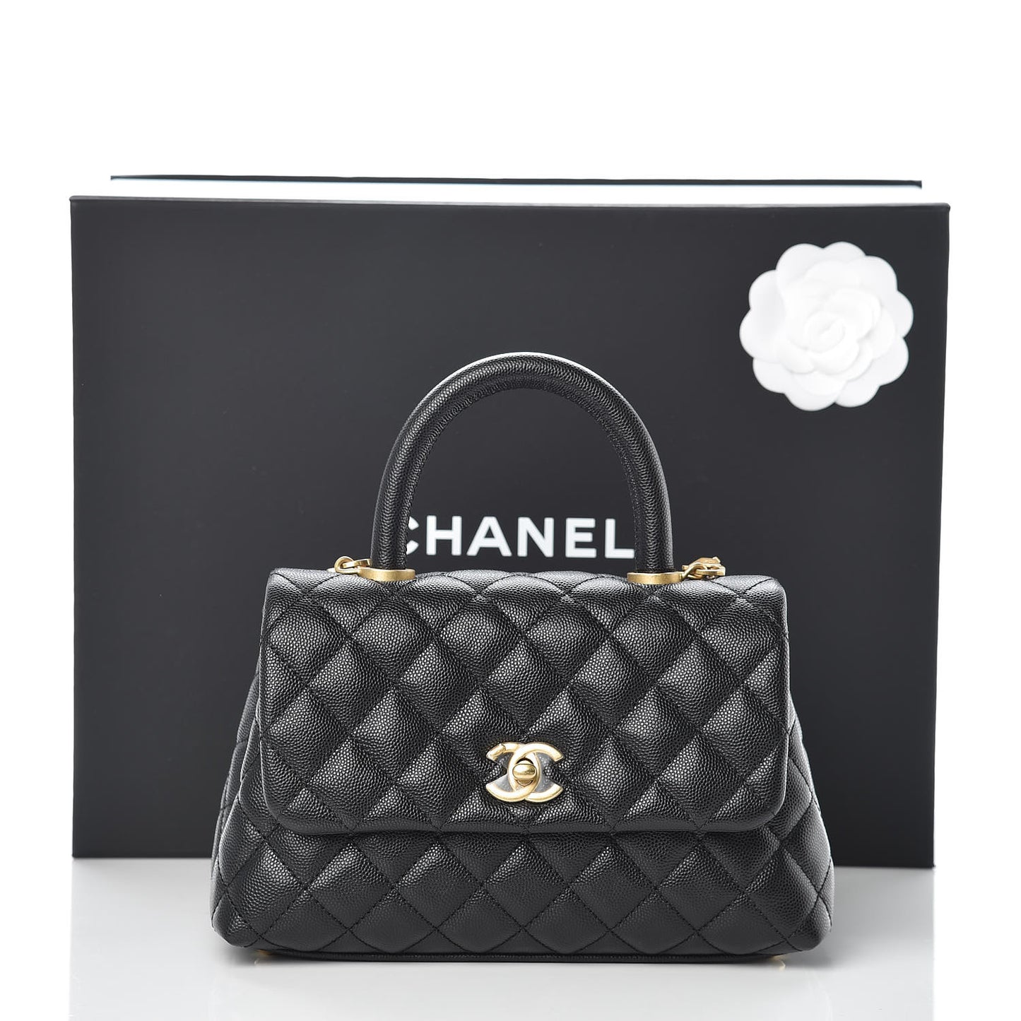 Caviar Quilted Mini Coco Handle Flap Black