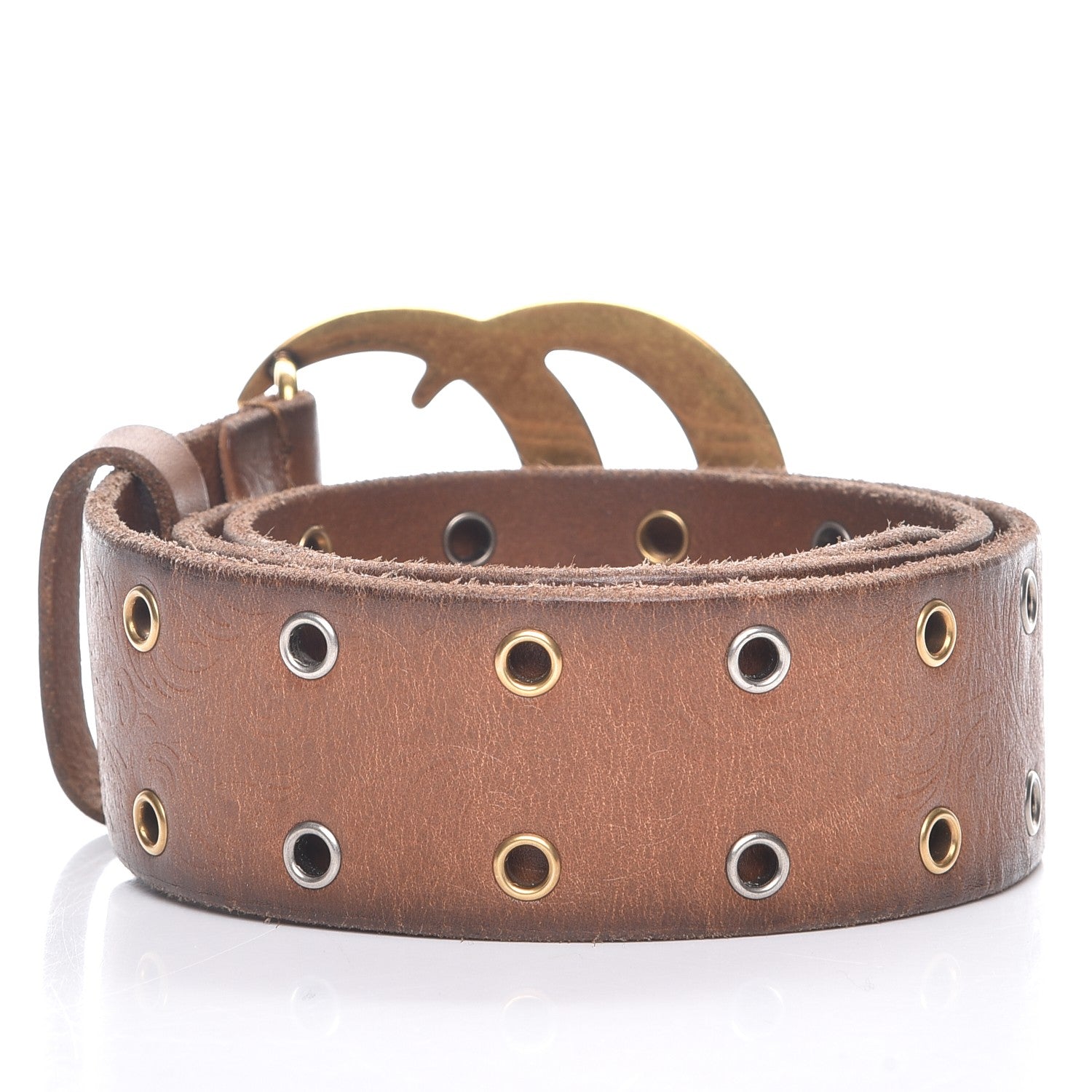Gucci Faded Calfskin Grommet Double G 40mm Belt 65 26 Cuir 3 of 9