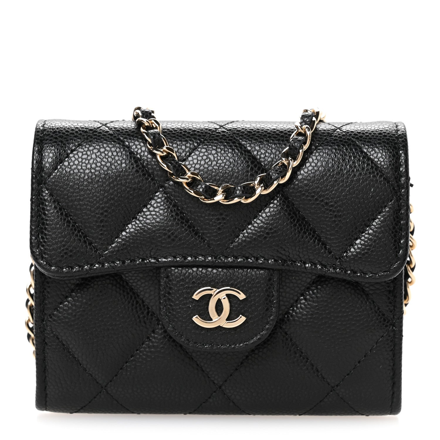 Chanel Caviar Quilted Flap Card Holder On Chain Black 8 of 11