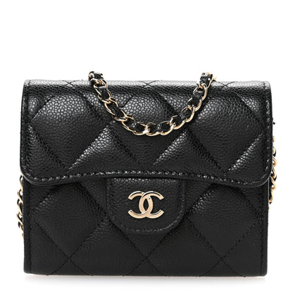 Chanel Caviar Quilted Flap Card Holder On Chain Black 8 of 11