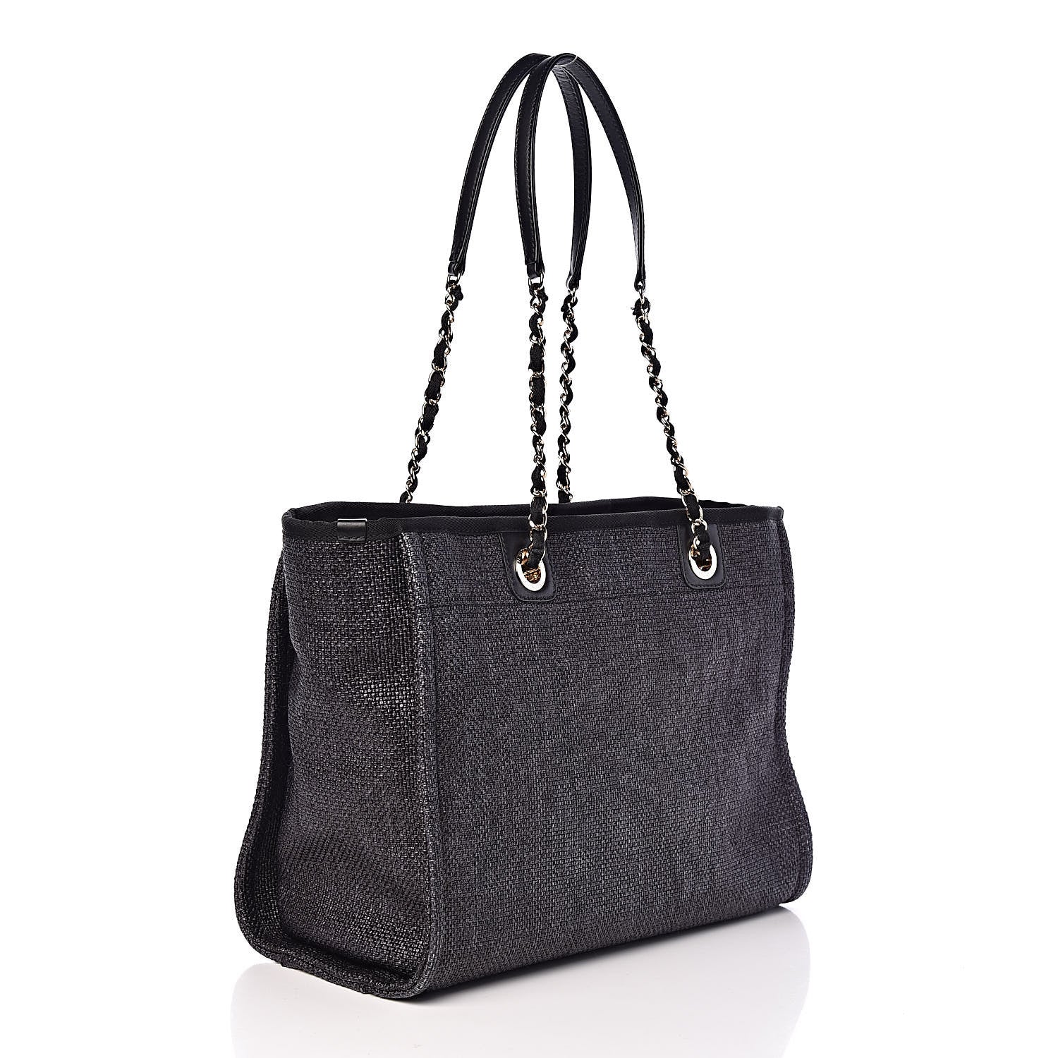 Chanel Woven Straw Raffia Small Deauville Tote Black 3 of 10