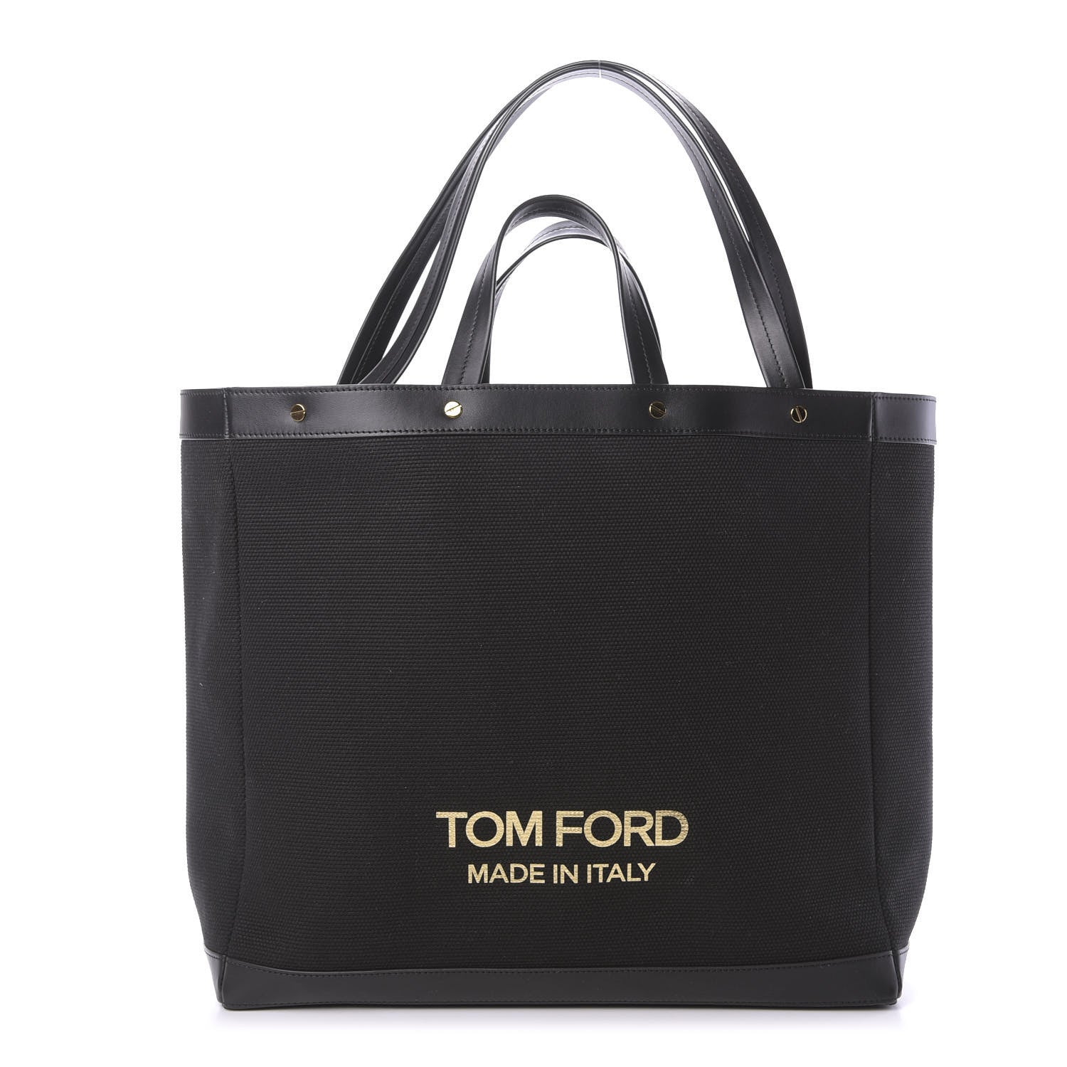 Tom Ford Canvas Calfskin Logo Tote Black 1 of 9