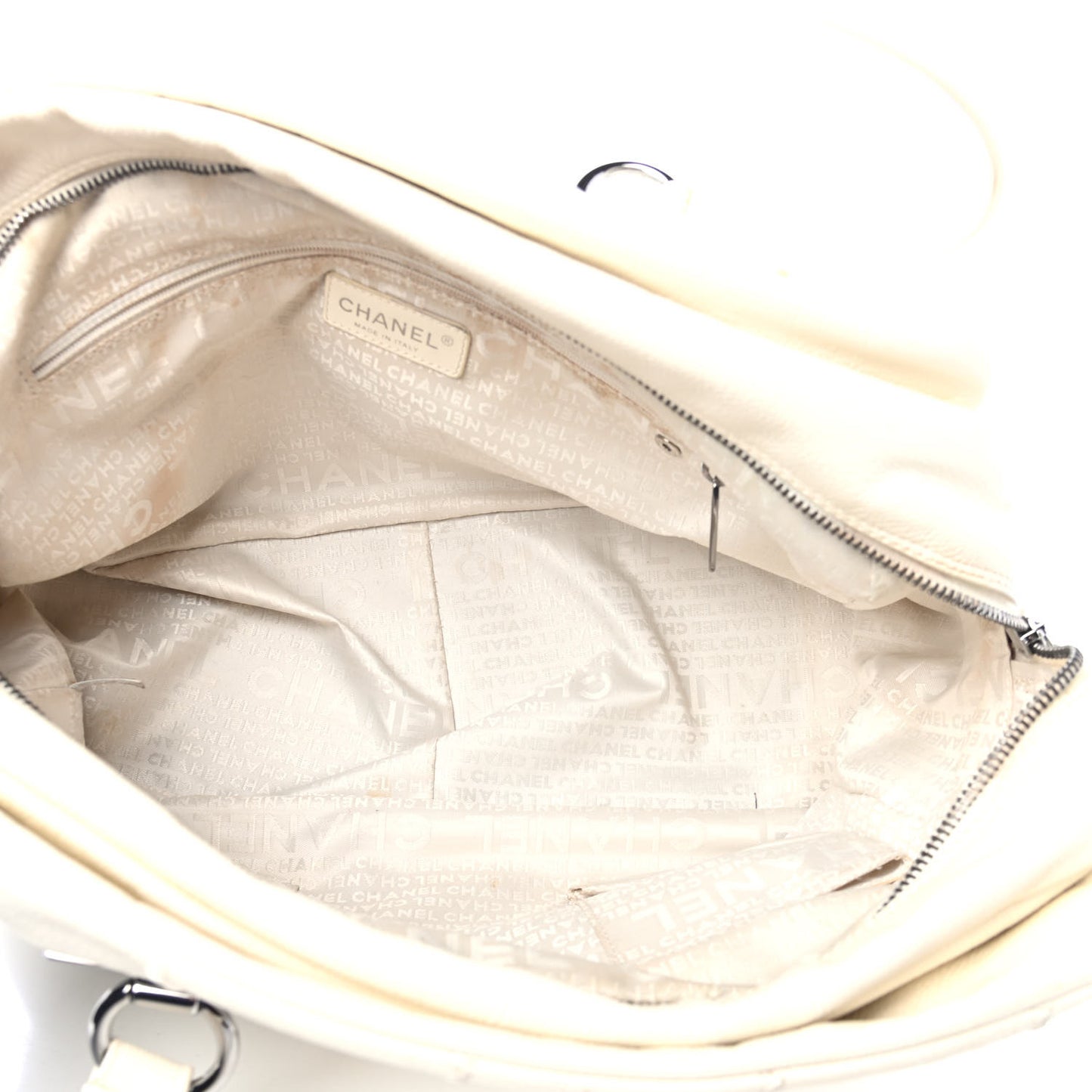 Caviar Square Stitched Satchel White