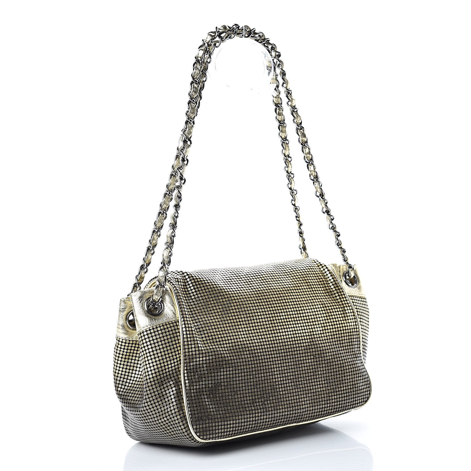 Chanel Metallic Lambskin Perforated Hollywood Accordion Flap Bag Gold 3 of 10
